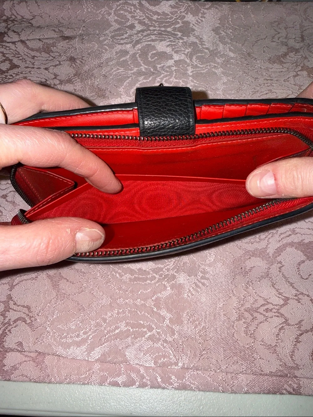 Christian Louboutin Black Leather Long Wallet with Red Logo Accent
